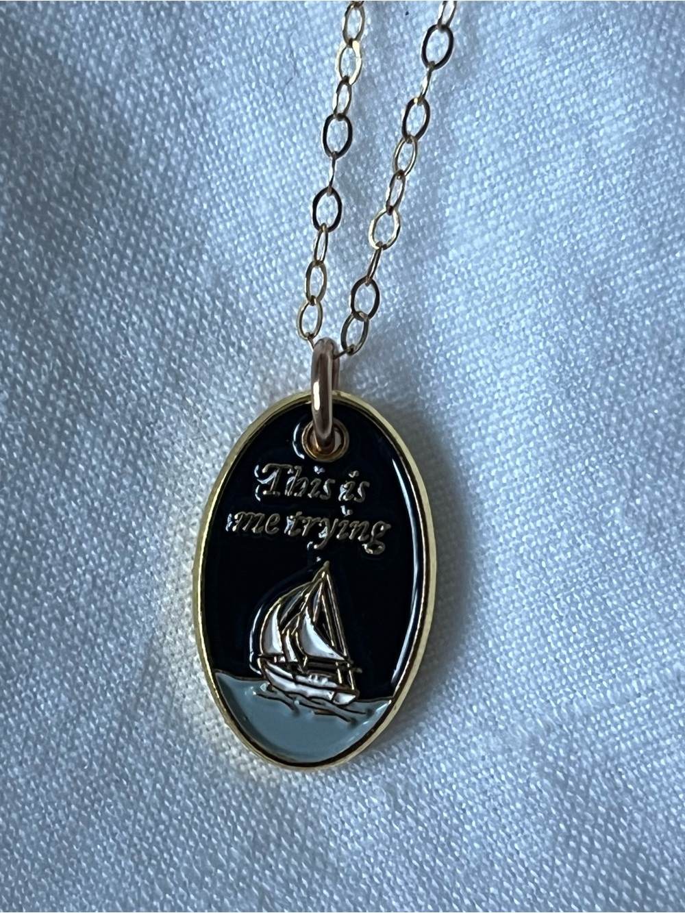 Taylor Swift Inspired 'This Is Me Trying' Sailboat Pendant Necklace - Picture 2 of 5